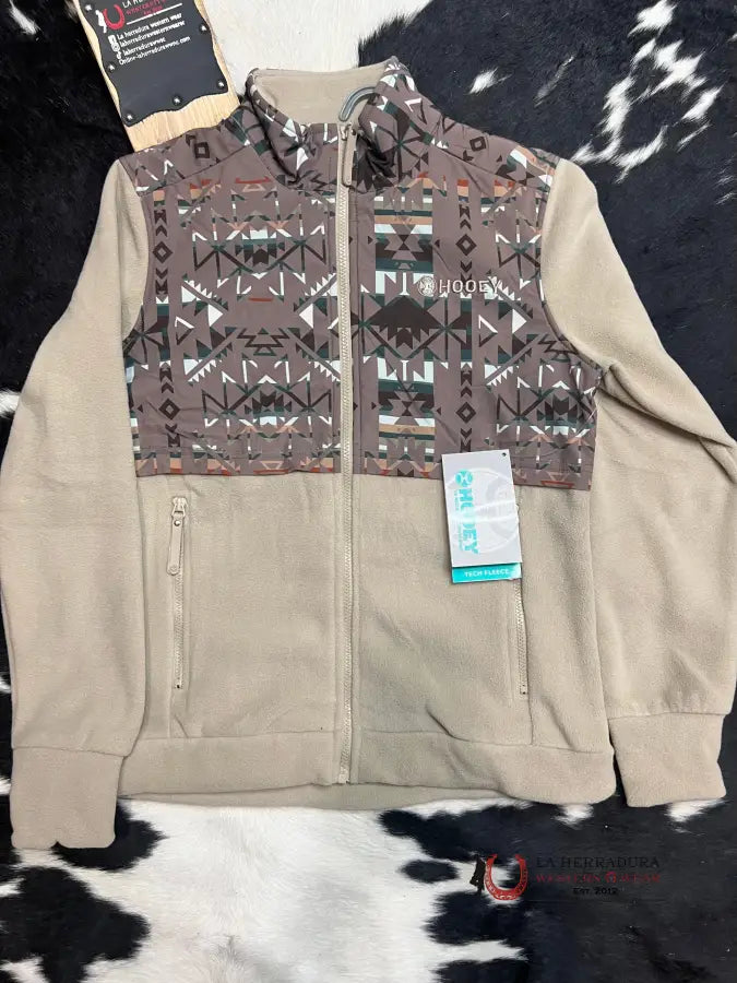 Price Reduction Hooey Womens Tech Fleece Cream/Aztec- Full Zip Up