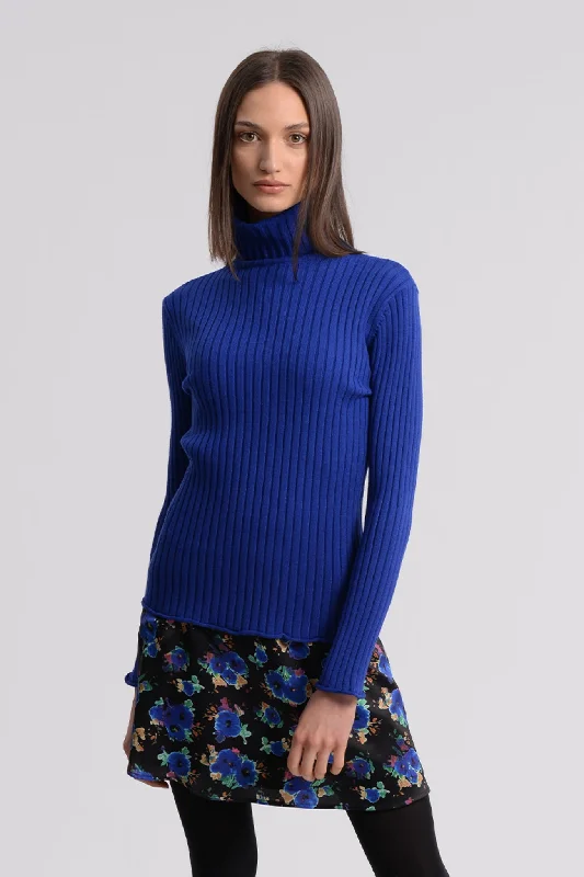 trendy wrap dressMolly Bracken Electric Blue Turtle Neck Jumper