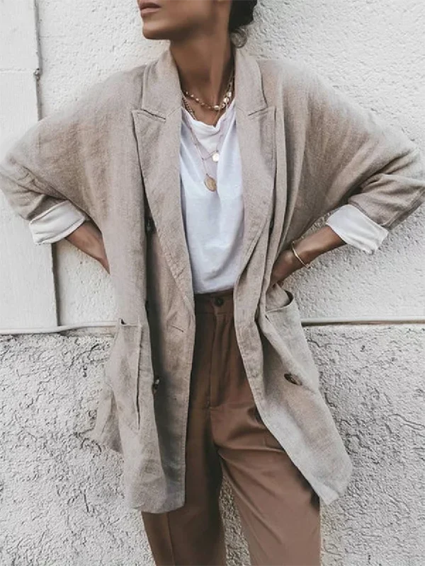 Midnight Sale graphic coatLapel Solid Color Pocket Coats