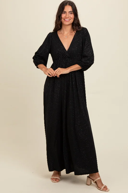 Price Drop textured dressBlack Glitter V-Neck Maxi Dress