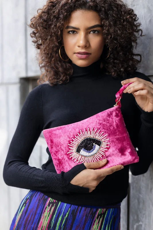 casual knit dressEmily Lovelock Pink Velvet Pouch