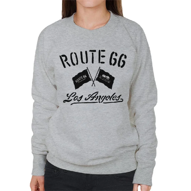 luxury fitness sweatshirtRoute 66 Motorcycle Flags Los Angeles Women's Sweatshirt