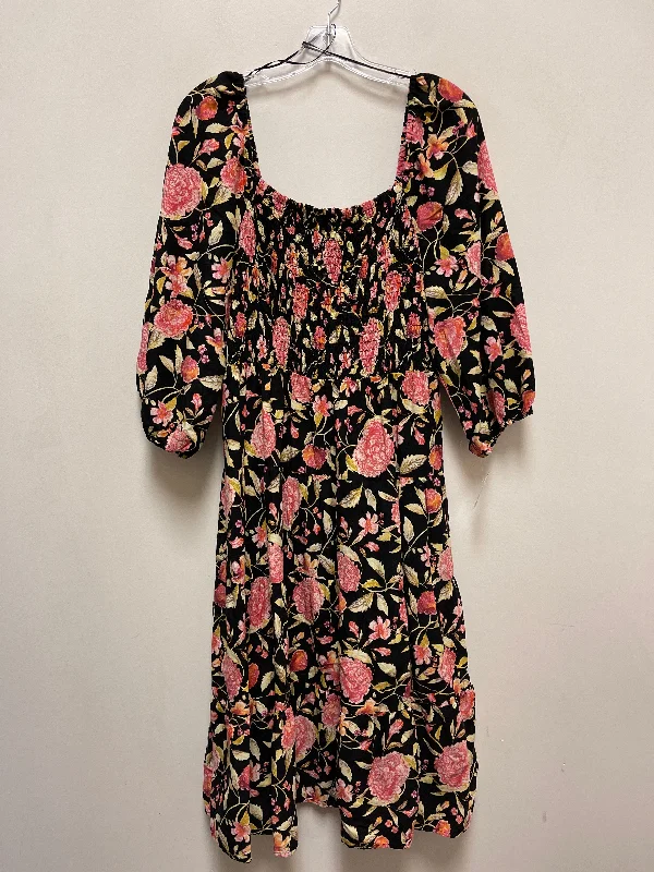 Steals and Deals party dressDress Casual Midi By Time And Tru In Floral Print, Size: Xl Steals and Deals party dressDress Casual Midi By Time And Tru In Floral Print, Size: Xl