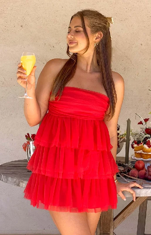 Don't Wait vintage trench coatBirthday Girl Red Mini Party Dress