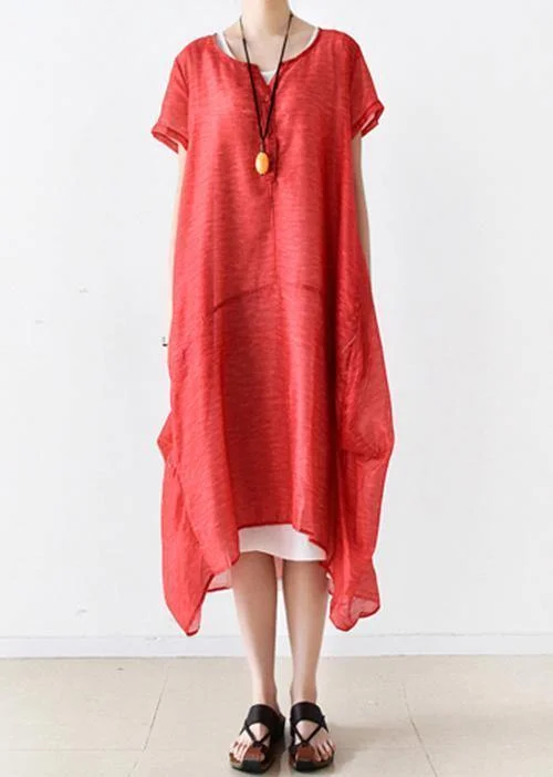 Special Savings t-shirt dressWomen red linen Robes o neck patchwork Maxi summer Dresses Special Savings t-shirt dressWomen red linen Robes o neck patchwork Maxi summer Dresses