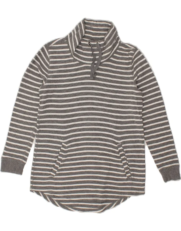 Steals and Deals J. CREW Womens Roll Neck Sweatshirt Jumper UK 14 Medium Grey Striped