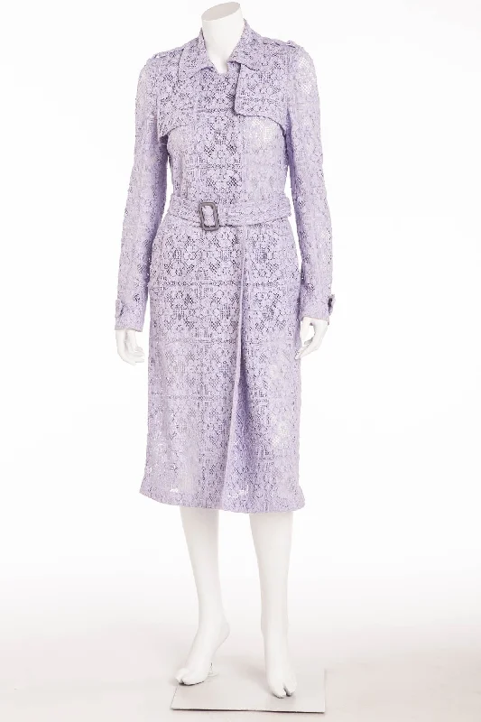 classic trench coatBurberry Prorsum - Editorial Light Purple English Lace Trench Coat with Belt - IT 44