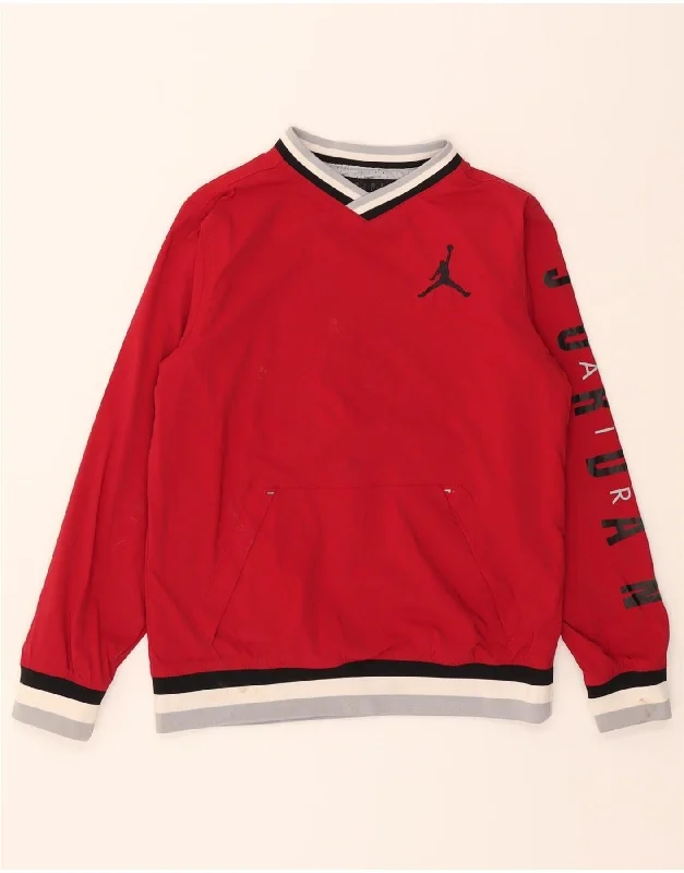 Extra Discounts JORDAN Boys Graphic Sweatshirt Jumper 12-13 Years Large Red Nylon