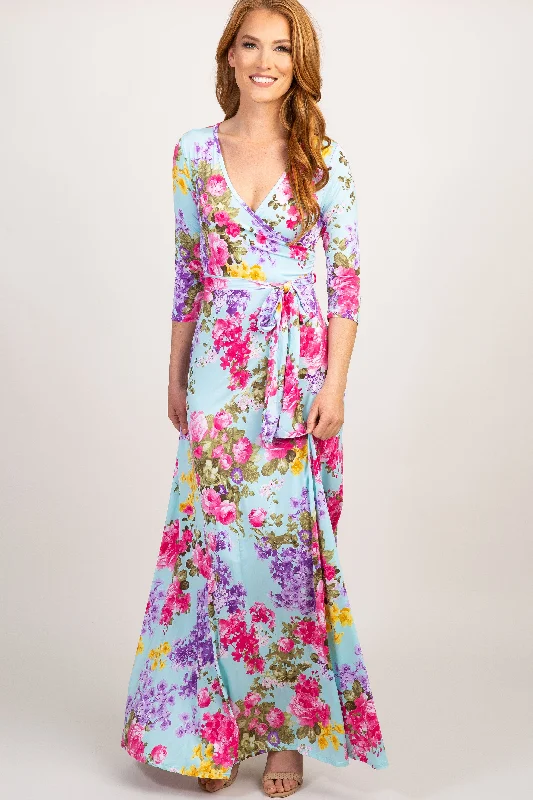 Members Only long sleeve dressPinkBlush Mint Floral Sash Tie Dress