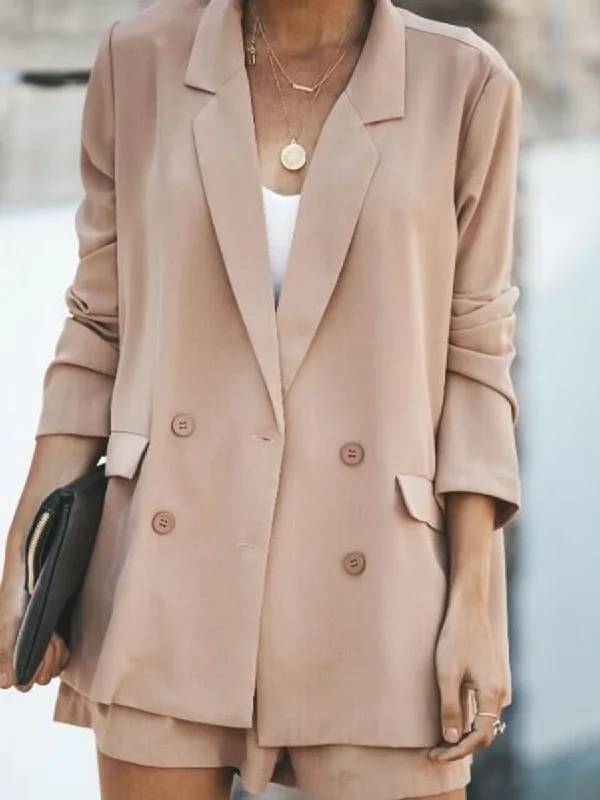 Best Deals wool coatSolid Color Long Sleeve Button Small Suit
