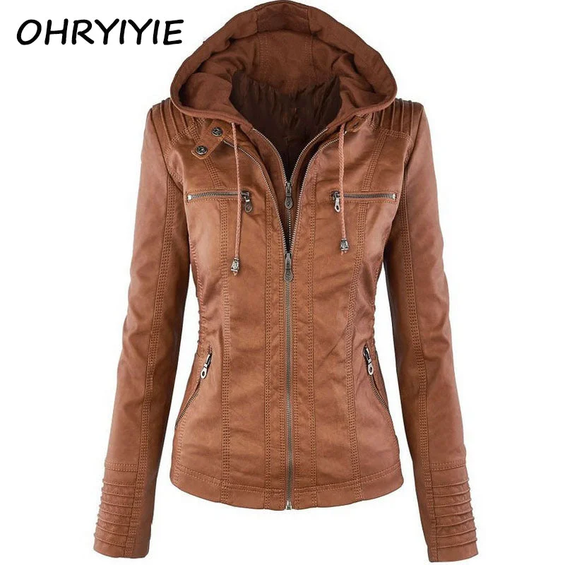 urban coatOHRYIYIE Plue Size 7XL Leather Jacket Women 2018 Autumn Winter Outerwear Coat Lady PU Leather Clothing Female Motorcycle Jackets