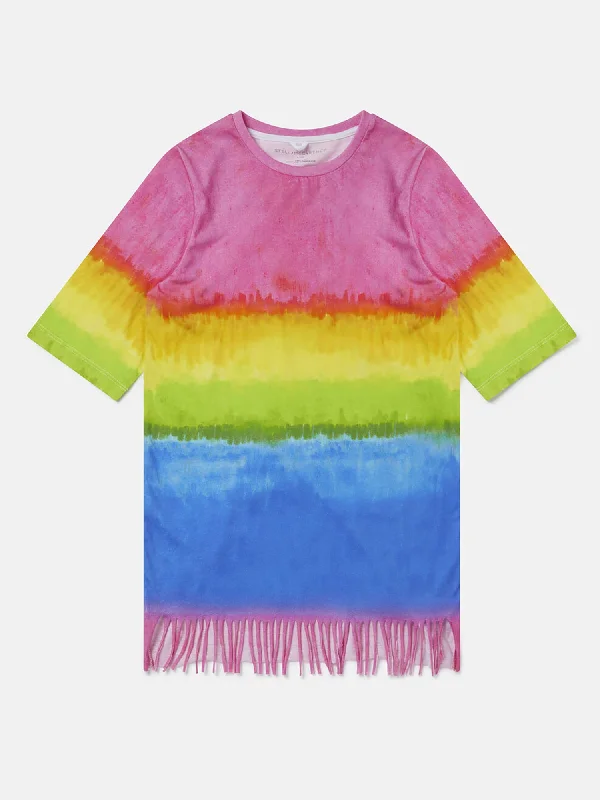 structured dressStella McCartney Rainbow Fringed Jersey Dress