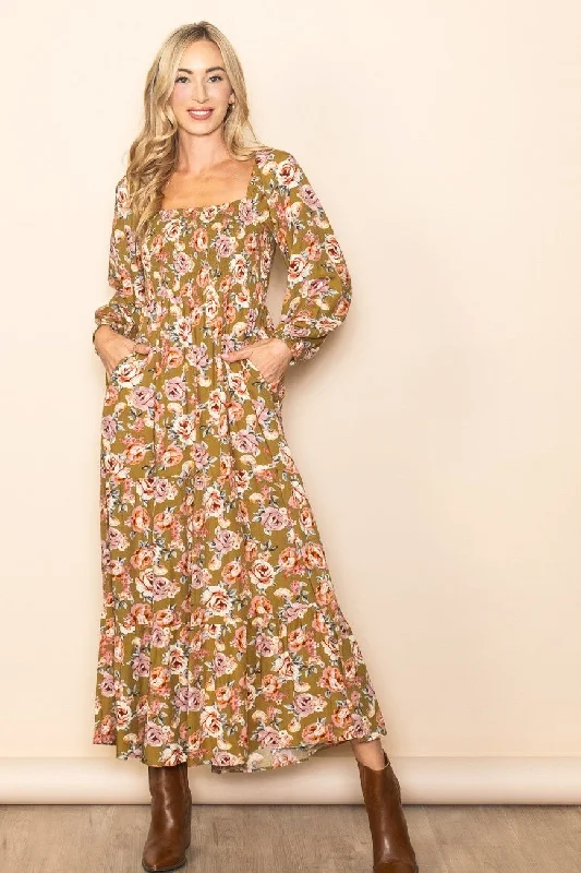 Get It Before It’s Gone bodycon dressOlive Floral Long Sleeve Maxi Dress