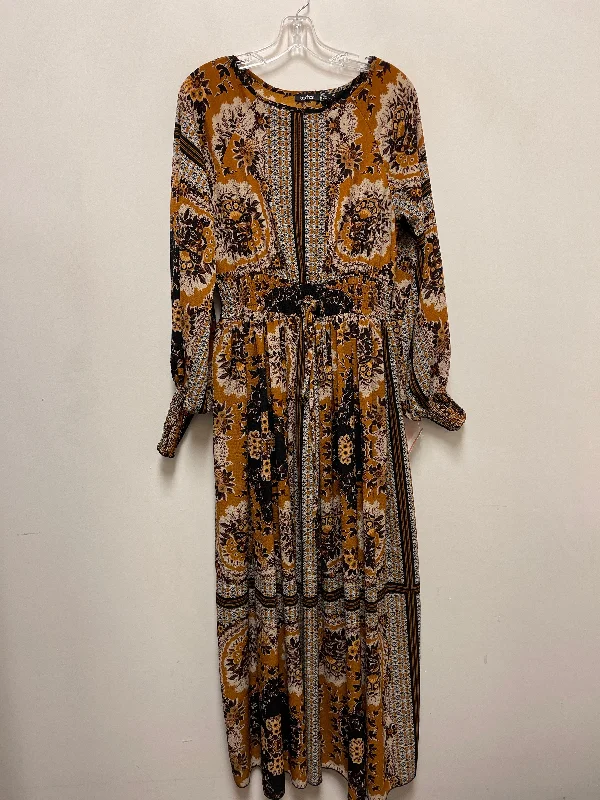 Blowout Deals printed dressDress Casual Maxi By Boohoo Boutique In Black & Yellow, Size: M