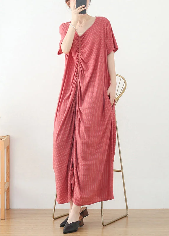 Unbeatable Prices summer dressBohemian Pink Wrinkled V Neck Cotton Party Dress Short Sleeve Unbeatable Prices summer dressBohemian Pink Wrinkled V Neck Cotton Party Dress Short Sleeve