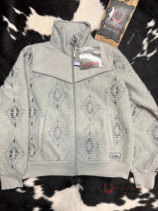Now or Never Rock&Roll Womens Grey Aztec Embroided Jacket