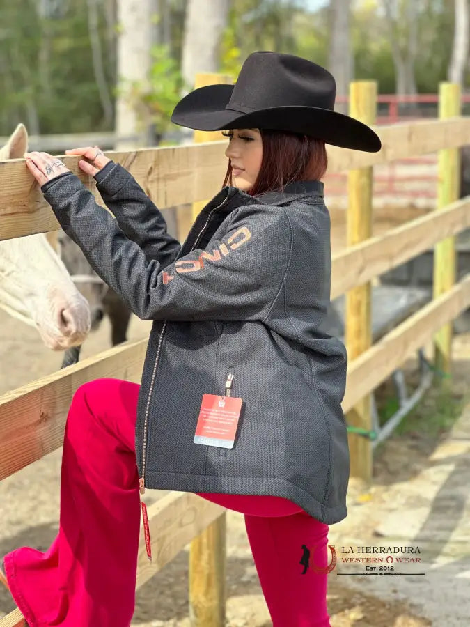 Buy Now Cinch Womens Black w/Rose Gold Team Logo Softshell Jacket