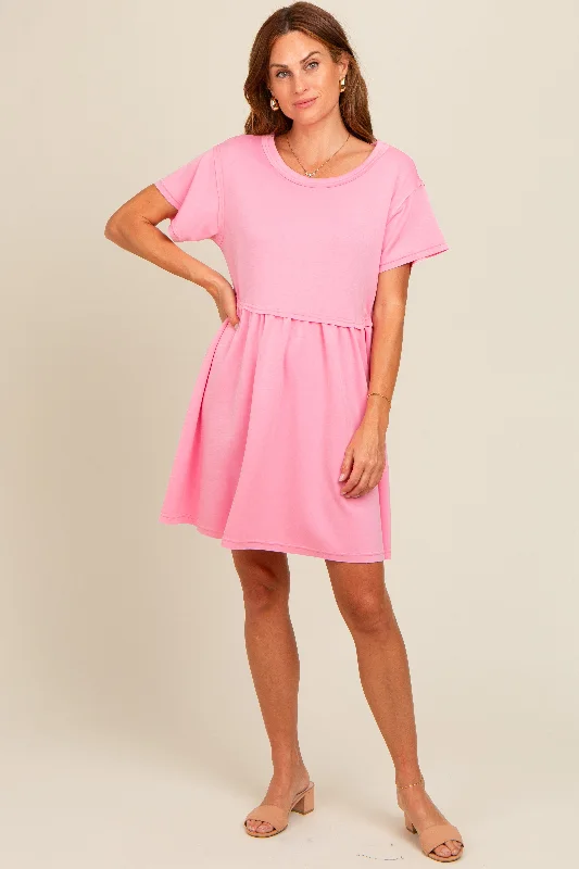 Act Now vintage-inspired dressPink Cut Edge Short Sleeve Dress