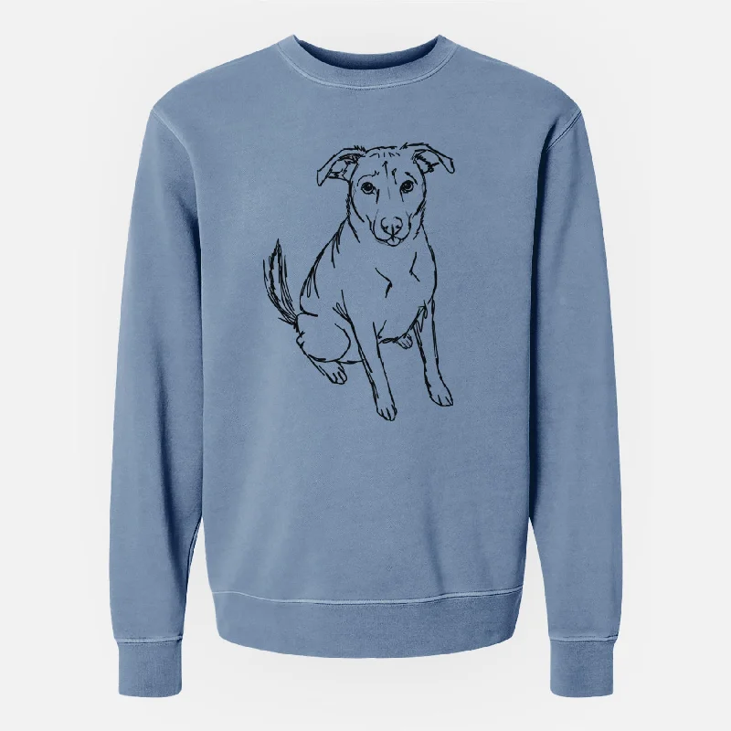 Special Discount long-sleeve athletic hoodieDoodled Lucky the Beagle Mix - Unisex Pigment Dyed Crew Sweatshirt