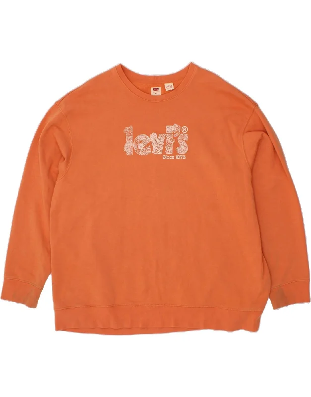 Friends and Family Sale LEVI'S Mens Graphic Sweatshirt Jumper 2XL Orange Cotton