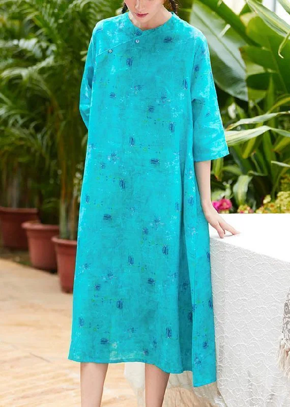 Today Only textured dressWomen o neck pockets linen Robes Fashion Ideas blue print Dresses summer