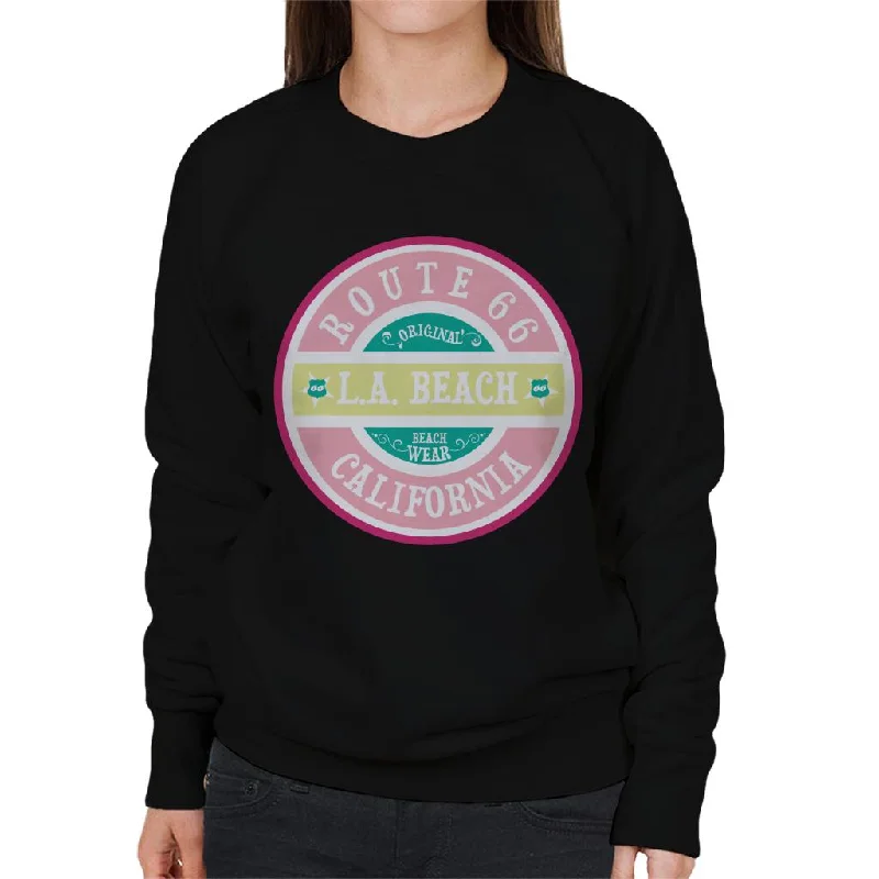 cozy gym sweatshirtRoute 66 Original Pink Beach Wear Women's Sweatshirt