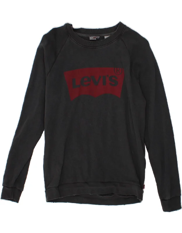 Final Markdown LEVI'S Mens Graphic Sweatshirt Jumper XS Black Cotton