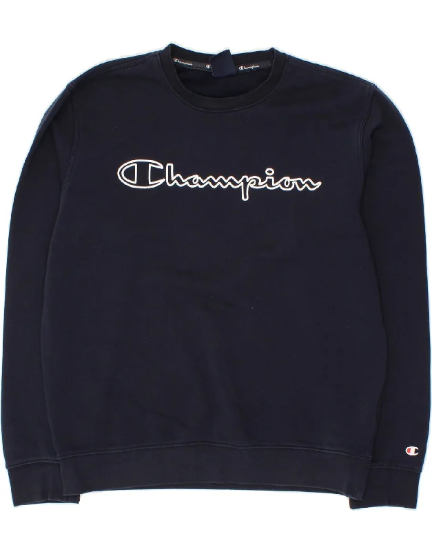 Today’s Special CHAMPION Mens Graphic Sweatshirt Jumper Medium Navy Blue Cotton
