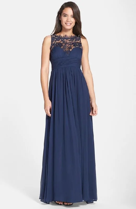 A-line dressAidan Mattox Embellished Lace & Silk Chiffon Gown - Twilight