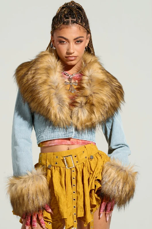 Special Savings chic padded coatNEW GISELE CROPPED FUR TRIM JACKET