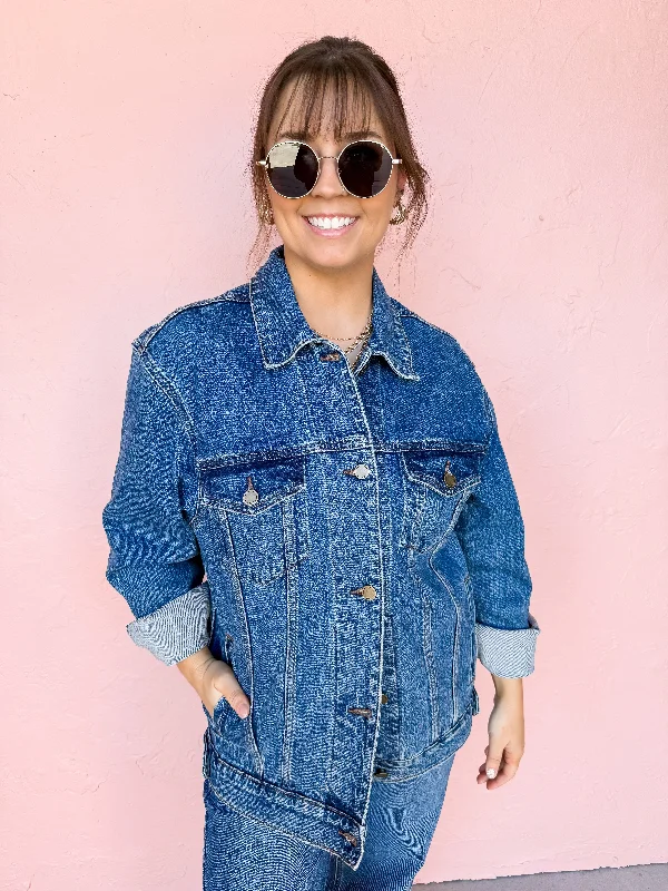 Special Price cozy winter coatBandera Oversized Denim Jacket-Dark Denim