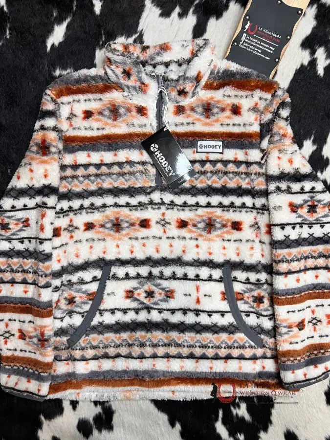 Markdowns Hooey Womens Fleece Pull Over- Tan/Grey/Aztec