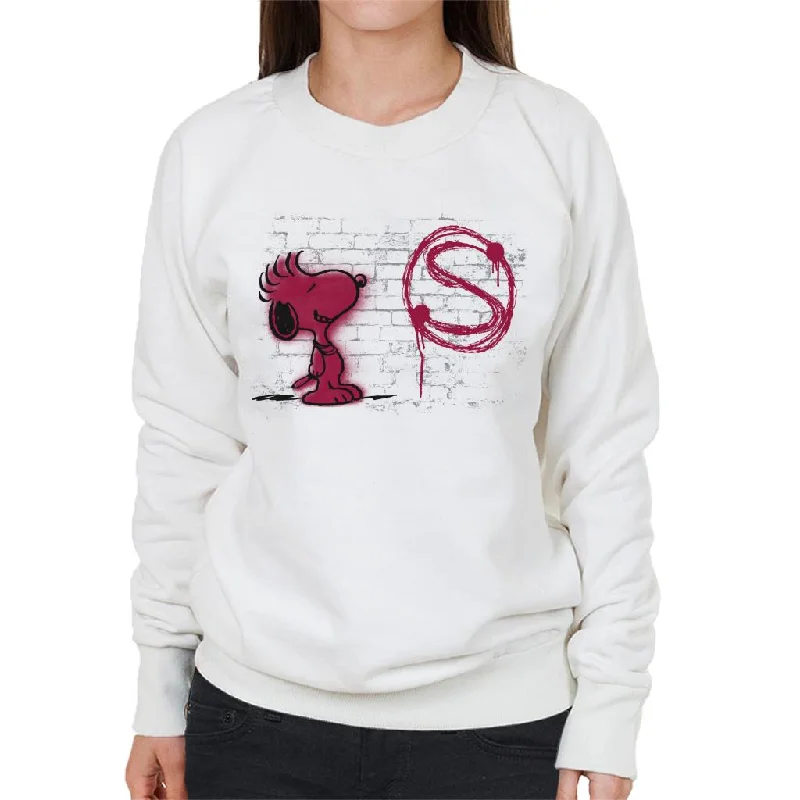 Overstock Sale warm workout hoodiePeanuts Snoopy Red S Graffiti Women's Sweatshirt
