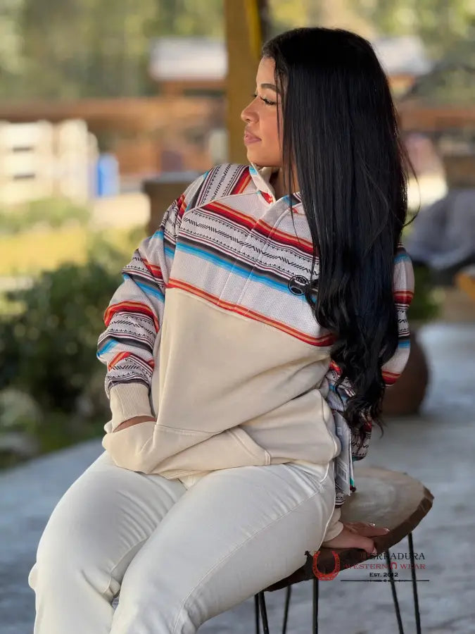 Lowest Price Hooey Womens 1/4 ZIP CREAM/SERAPE PULLOVER