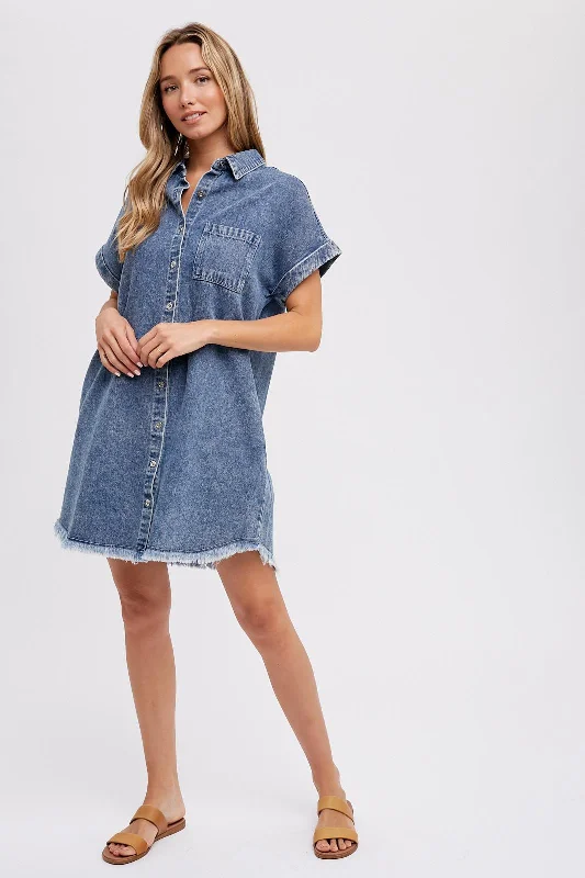 Special Buy casual evening dressBlue Denim Button Up Dress