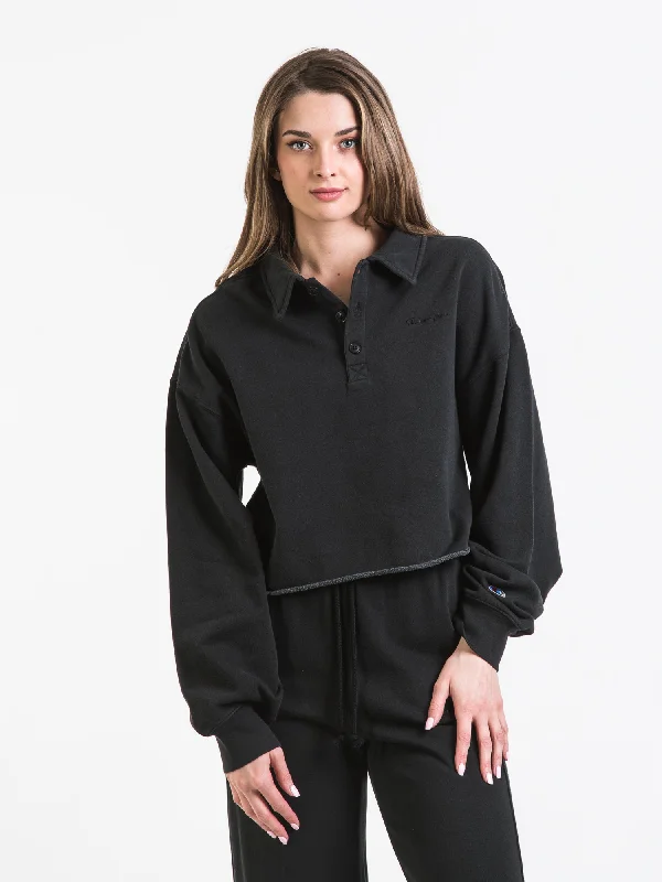 Exclusive Preview CHAMPION LIGHTWEIGHT FLEECE CROPPED POLO - CLEARANCE