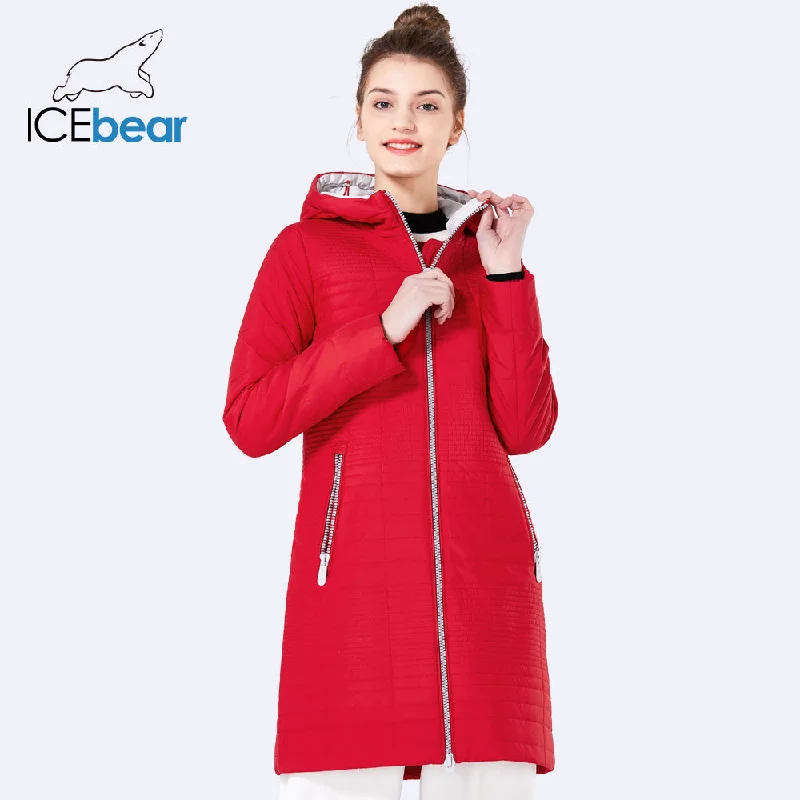 insulated jacketICEbear 2018 Spring Autumn Long Cotton Women's Coats With Hood Fashion Ladies Padded Jacket Parkas For Women 17G292D