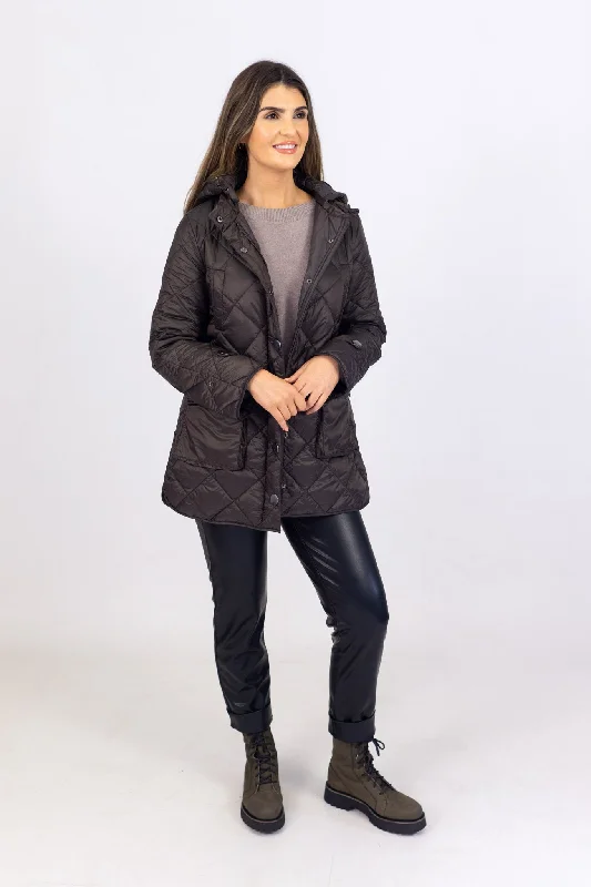 elegant evening dressMd'M Dark Brown Quilted Parka