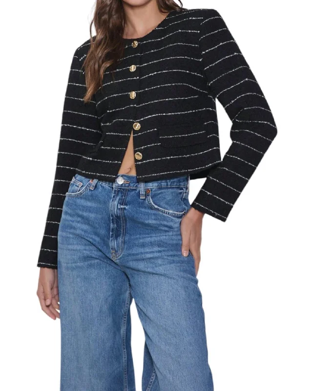 Special Offer Stripe Tweed Jacket In Black/white