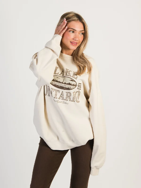 Discount Extravaganza HARLOW MICHELLE PRINT FLEECE CREWNECK - CREAM