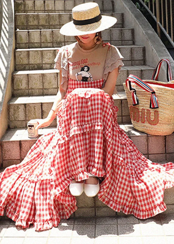 Epic Deals stylish dressStylish Red Plaid Slash neck Button Layered Dresses Sleeveless Epic Deals stylish dressStylish Red Plaid Slash neck Button Layered Dresses Sleeveless