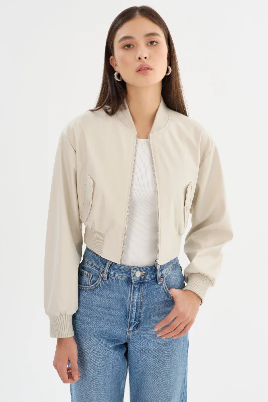 cold weather jacketEVELIN | Faux Leather Cropped Bomber