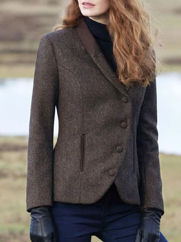 Blowout Sale insulated coatWomen's Lapel Wool Blend Vintage Blazer