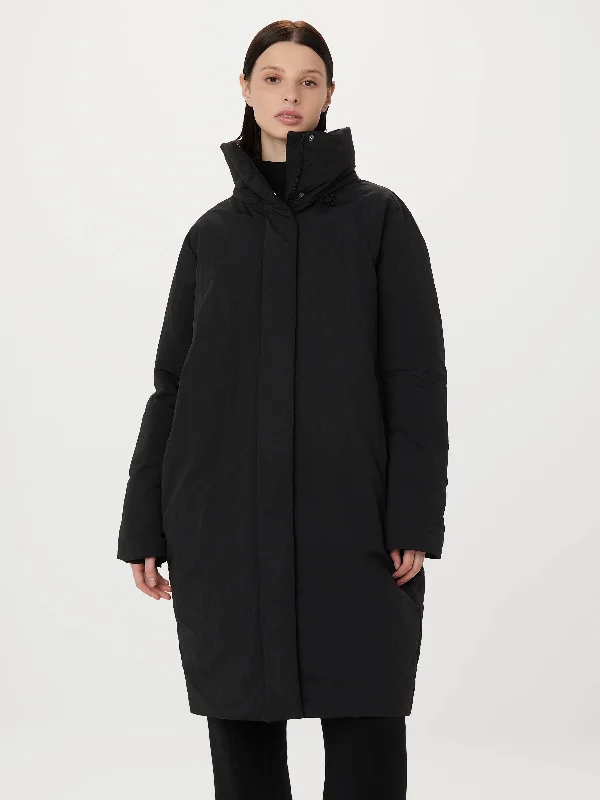 wool-blend coatThe Iceland Long Coat in Black