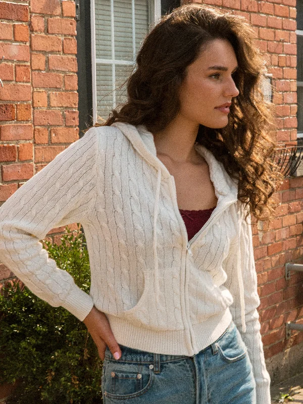 Extra Savings HARLOW MAUDE CABLE KNIT ZIP UP - OFF WHITE