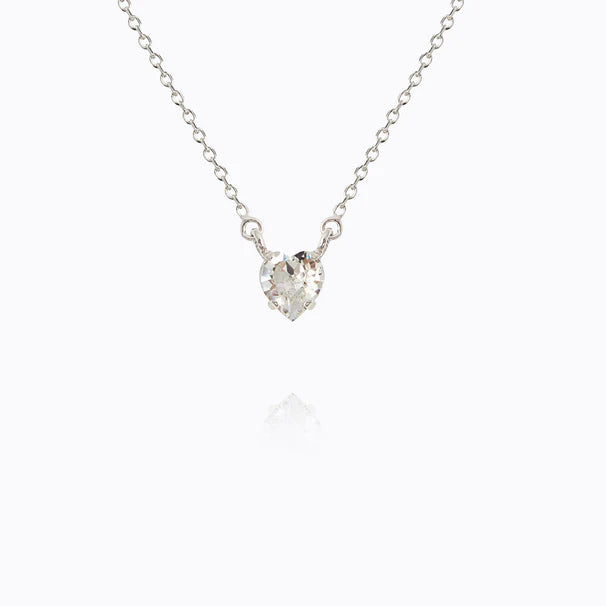 winter dressCaroline Svedbom Valentina Heart Necklace Rhodium - Crystal