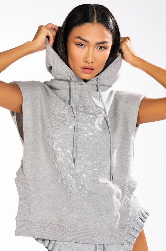 YOU AND ME SLEEVELESS EMBELLISHED HOODIE