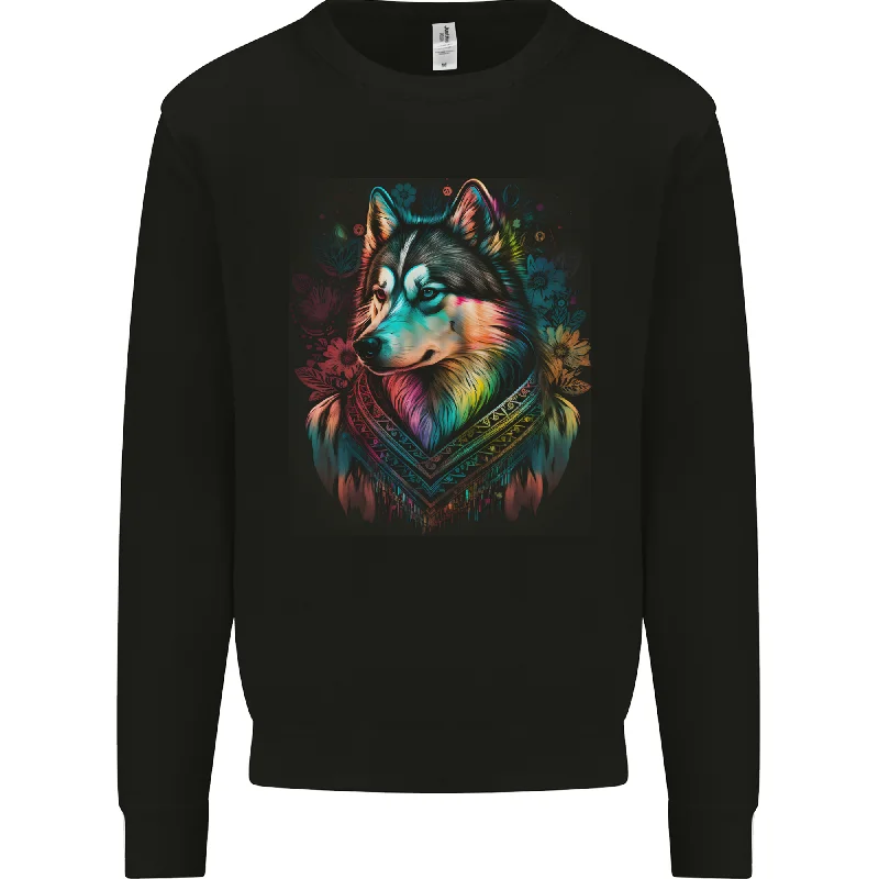 Weekend Special relaxed fit sports hoodieA Tribal Husky Dog Mens Sweatshirt Jumper