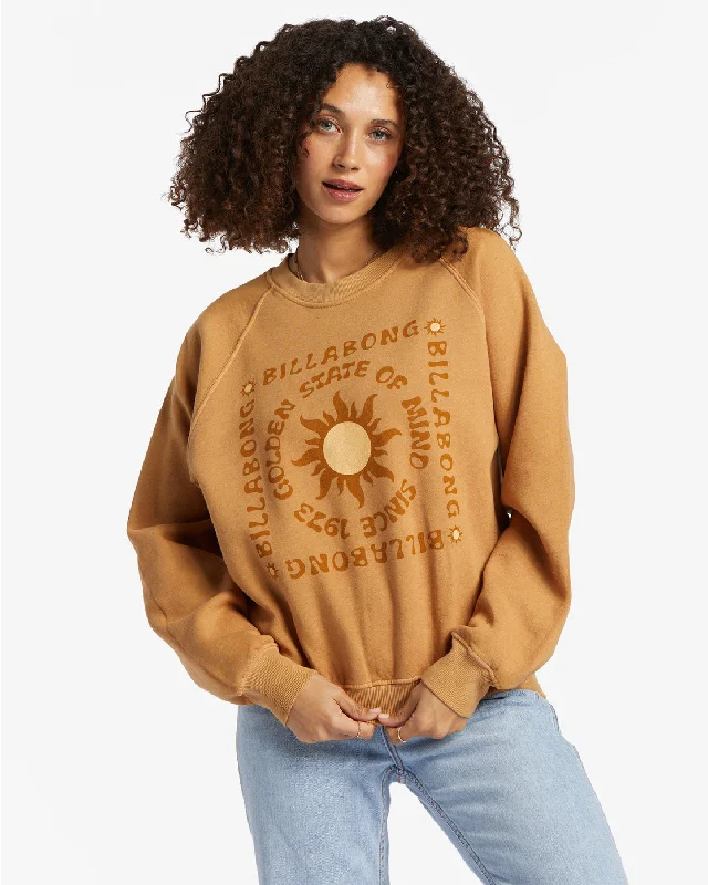 Extra Savings Here We Go Graphic Crewneck Sweatshirt - Cosmic Khaki