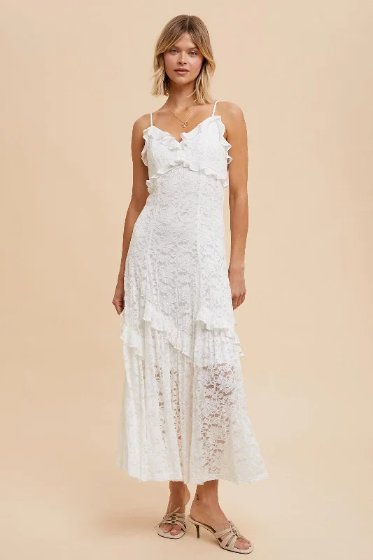 Instant Savings formal dressOff-White Vintage Lace Maxi Dress